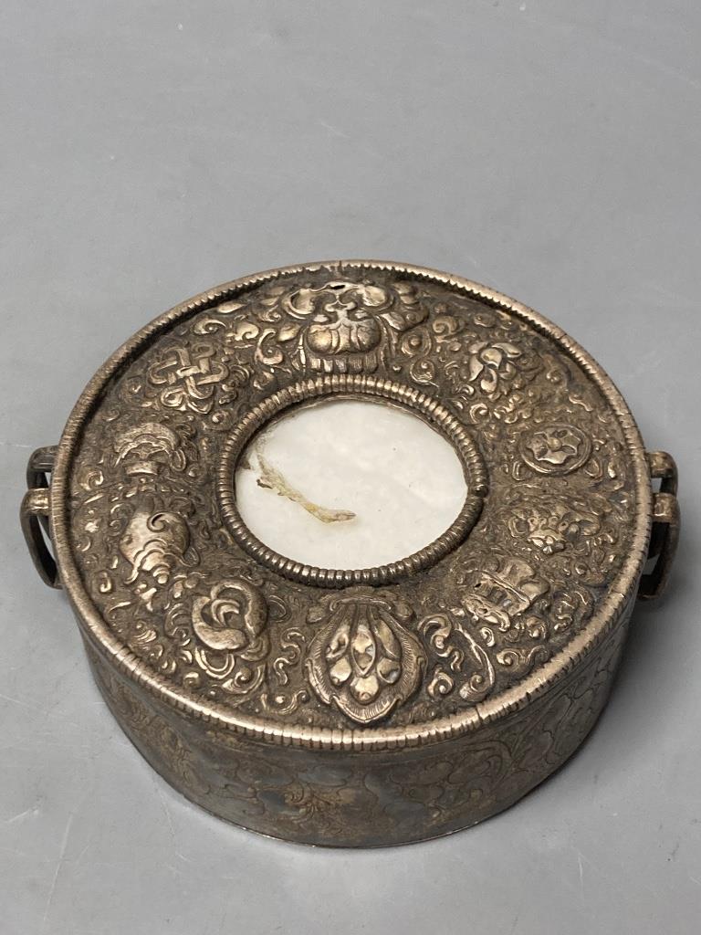 A 19th century Tibetan silver (?) reliquary box